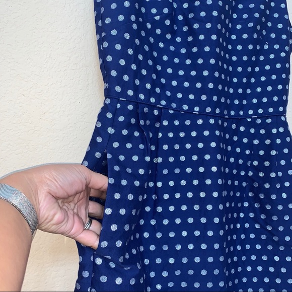 J. Crew Blue Silver Dot Silk Sleeveless Dress NWT - Picture 9 of 16